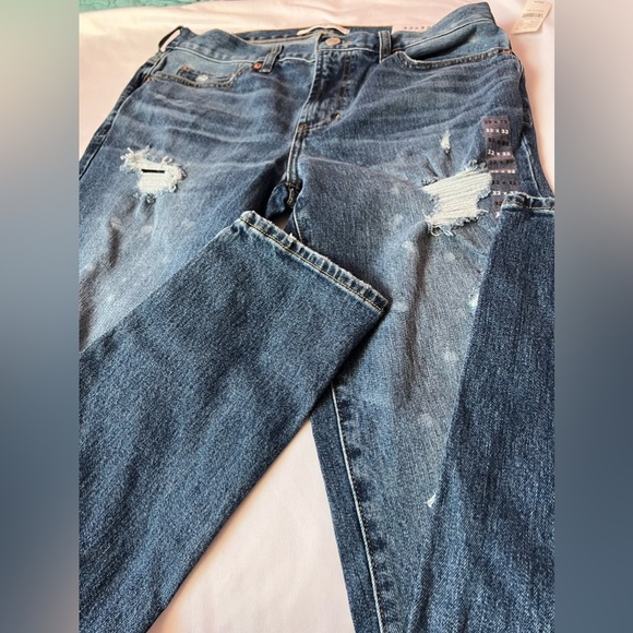 NEW Pac Sun Jeans Mens 32 X 32 Blue Denim Stacked Skinny Stretch Distressed Pant - Picture 1 of 10